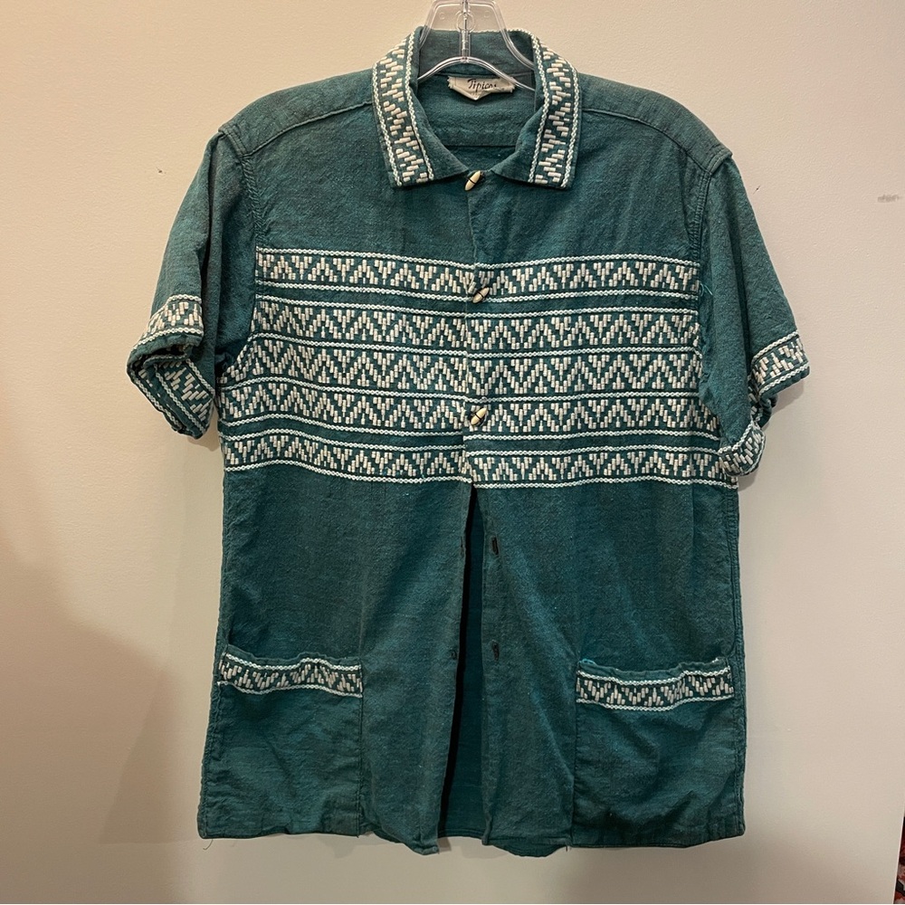 Vintage Guayabera Style Button Front Shirt